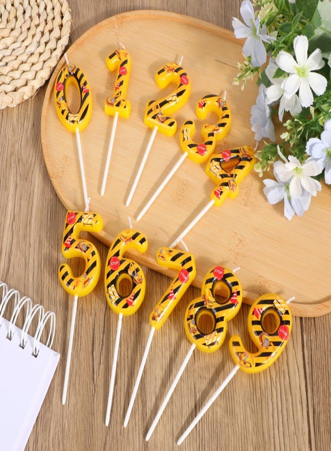 Penitue Construction Birthday Candle, Yellow and Black Stripes Birthday Number Candle Cool Construction Cake Topper for Boys Party Supplies Cake Decoration (Number 3) - Image 3