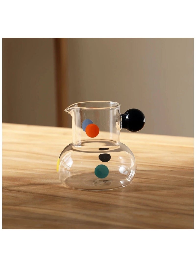 Heat-resistant glass coffee and milk frother with handle for kitchen use - Small and elegant design - Transparent with colorful dots - 4829 - Image 4