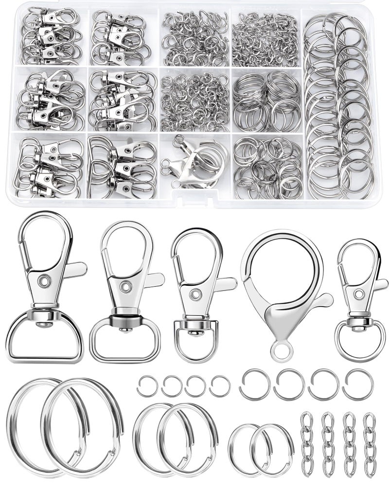 FIVEIZERO 325PCS FIVEIZERO Keychain Making Kit  Keychain Clip with Key Ring Lobster Claw Clasp Swivel Snap Hook Jumprings  Extender Chain for Crafts DIY Projects  Purse Making Supplies