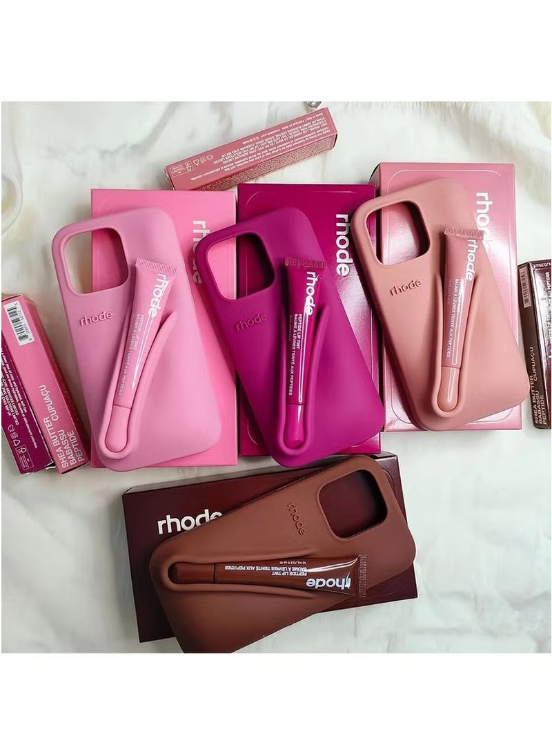 rhode Silicone Lip Holder for Cell Phone, Lip Gloss Adhesive Sleeve for Phone,Lip Holder Stick-on Phone Case,Back Stick On Holder for iPhone 16 Pro Max (Toast)  - Image 4
