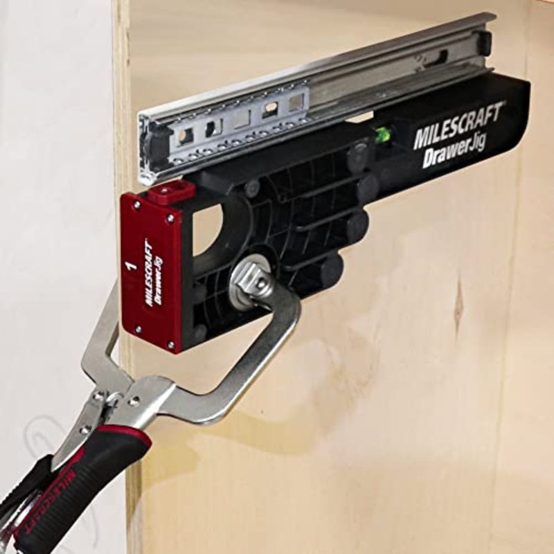 1341 Drawer Jig Reversible Drawer Slide Jig for Drawer Installation Easy-Align Tabs, Fences, and Level Position the Jigs for Accurate Support. Non-Marring Rubber to Protect Cabinets - Image 2