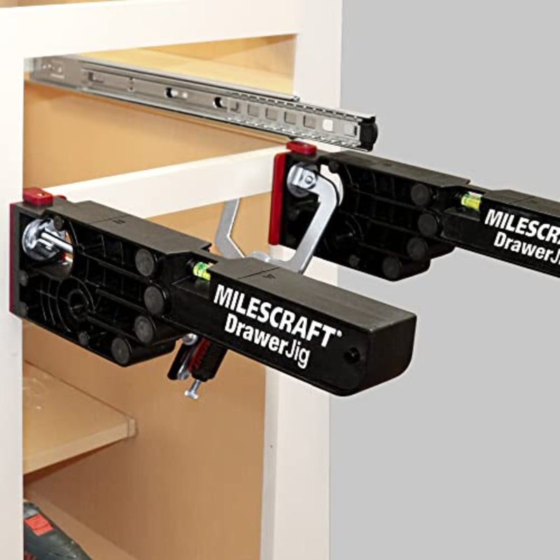 1341 Drawer Jig Reversible Drawer Slide Jig for Drawer Installation Easy-Align Tabs, Fences, and Level Position the Jigs for Accurate Support. Non-Marring Rubber to Protect Cabinets - Image 5