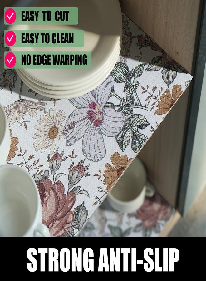 Amiitay Floral Drawer Shelf Liners, 12IN x 20FT Non Adhesive and Strong Non-Slip Cabinet Drawer Shelf Liners for Kitchen Wire Fridge, Waterproof Shelf Liner,Easy to Clean - Image 2