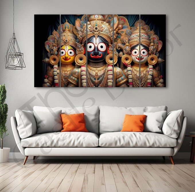 SHRI JAGANNATH PAINTING WITH FRAME BIG SIZE 27X48 WALL ART FOR LIVING ROOMBEDROOMDRAWING ROOMHOTELSWOODEN FRAMED708