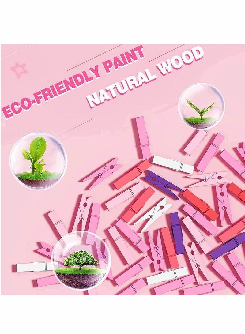 KASTWAVE Small Clothes Pegs, Mini Wooden Color Clothes Pegs, Used For Handicraft Photo Wooden Paper Picture Clips-100 Pieces - Image 3