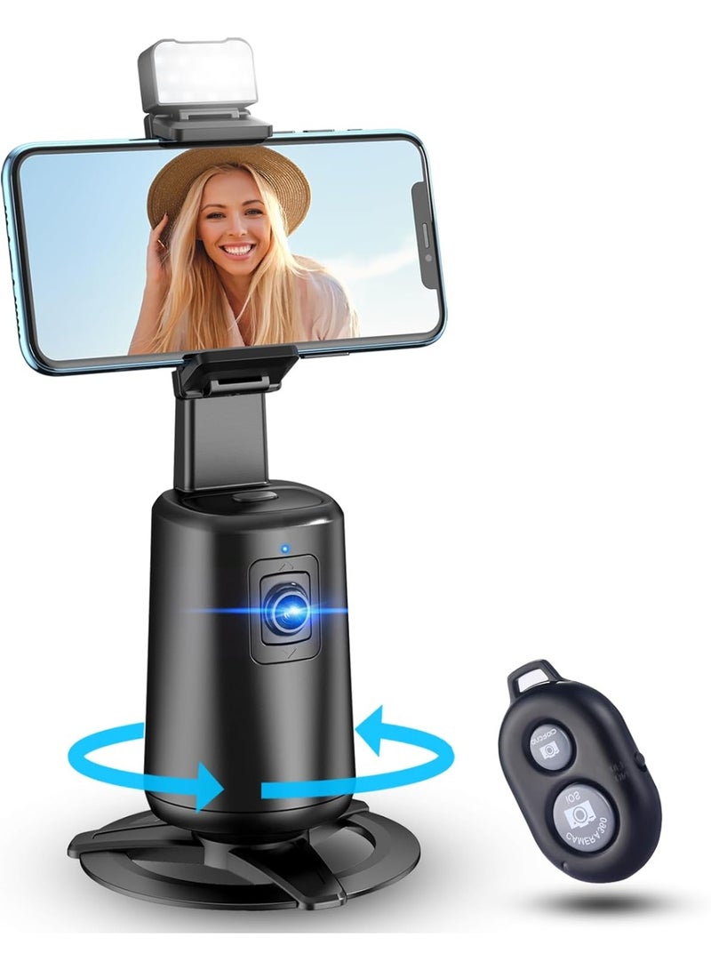 Auto Face Tracking Tripod 360° Rotating Cell Phone Photo and Video Kits Stand, No App, Camera Stand with Remote and Gesture Control, Rechargeable Smart Shooting Stand for Live Recording Tiktok - Image 1