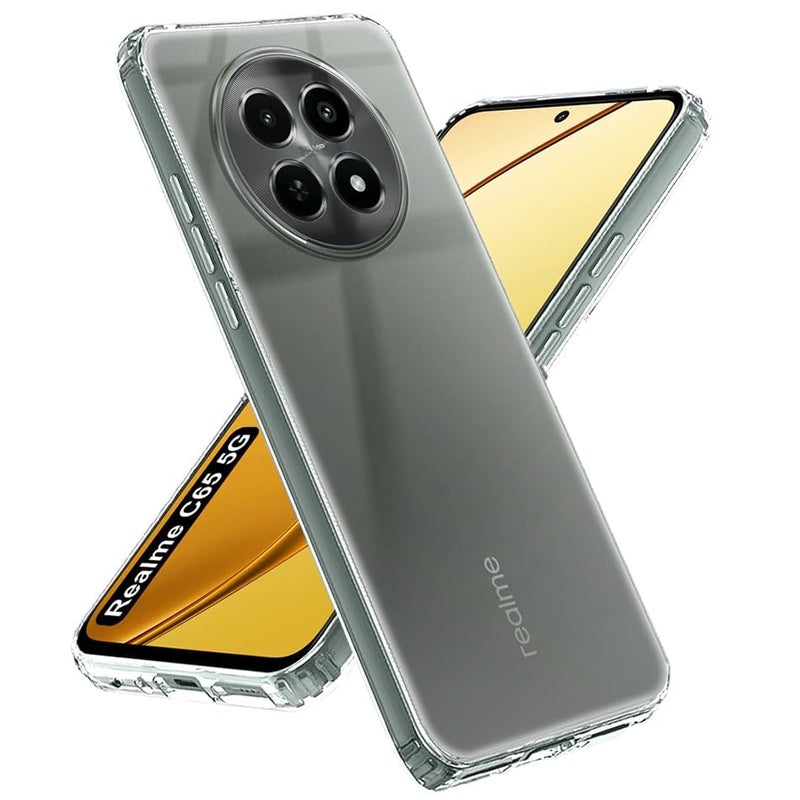 Nishtech غطاء خلفي شفاف هجين ناعم رفيع مضاد للغبار مع حماية الكاميرا لهواتف Realme C65 و Narzo 70X و Realme 12X 5G - Image 1