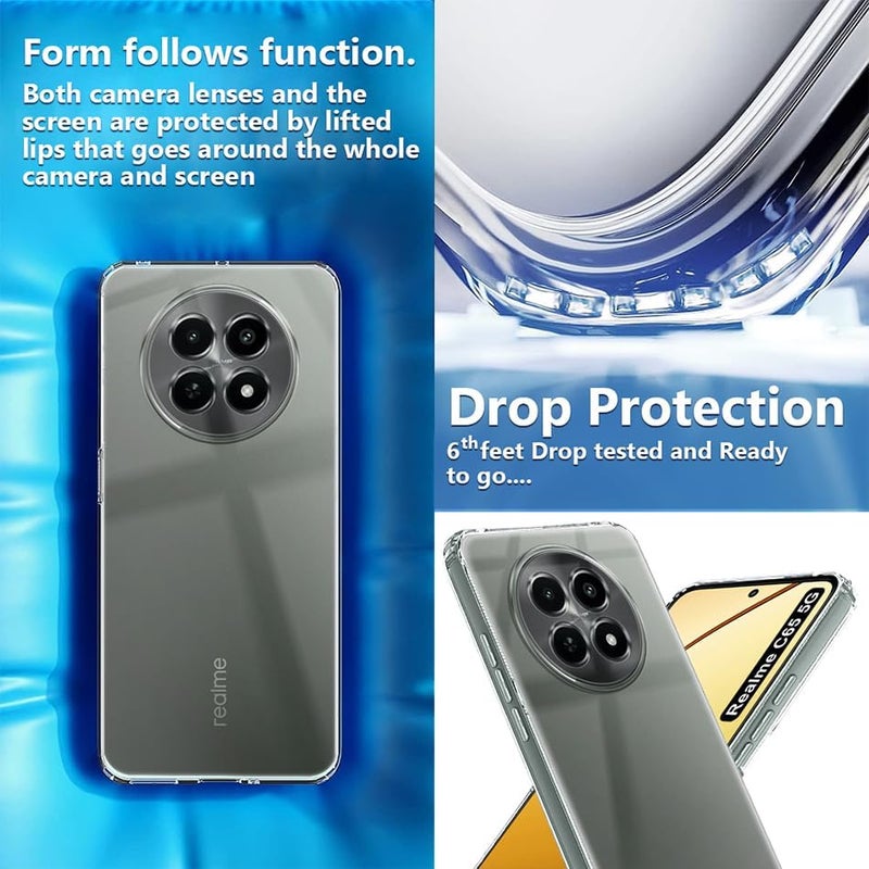 Nishtech غطاء خلفي شفاف هجين ناعم رفيع مضاد للغبار مع حماية الكاميرا لهواتف Realme C65 و Narzo 70X و Realme 12X 5G - Image 3