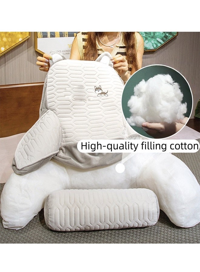 Reading Pillow, Large Size Backrest Pillow, Ergonomic Lumbar Support Pillow with Headrest, High Resilience PP Cotton Filling, Washable Sofa Chair Cushion for Neck & Back Pain Relief - Image 2