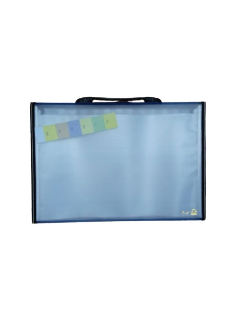 Libra حقيبة ملفات قابلة للتوسيع بـ 13 جيب مع مقبض، شفافة/زرقاء - Image 2