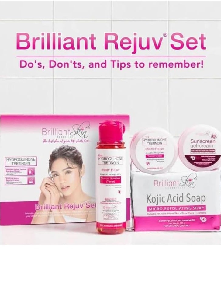 Brilliant Skin - Brilliant Rejuv Skincare Set - Dark Spot Corrector & Anti-Acne Treatment - Helps Brighten Dull Skin & Smooth Texture - Complete Facial Care Kit - Image 1