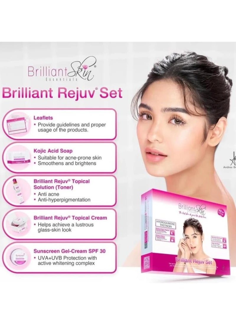Brilliant Skin - Brilliant Rejuv Skincare Set - Dark Spot Corrector & Anti-Acne Treatment - Helps Brighten Dull Skin & Smooth Texture - Complete Facial Care Kit - Image 1