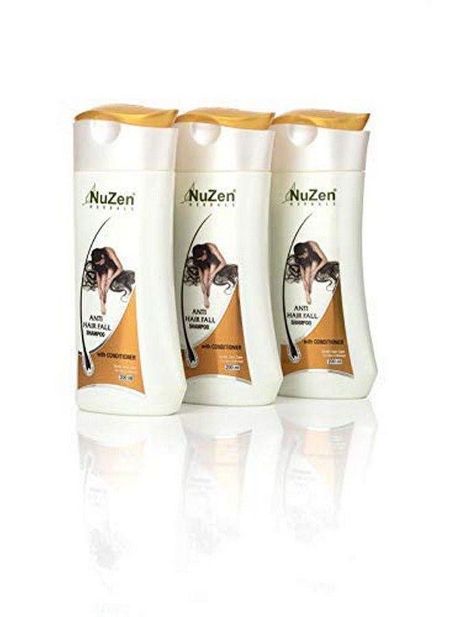 Nuzen Herbals Anti Hair Fall Shampoo With Conditioner ; Prevents Hair Fall Hair Loss And Hair Damage ; Enriched With Aloe Vera Soya(Protein) Coconut And Olive Oil ; 200Ml ; Pack Of 3 - Image 1