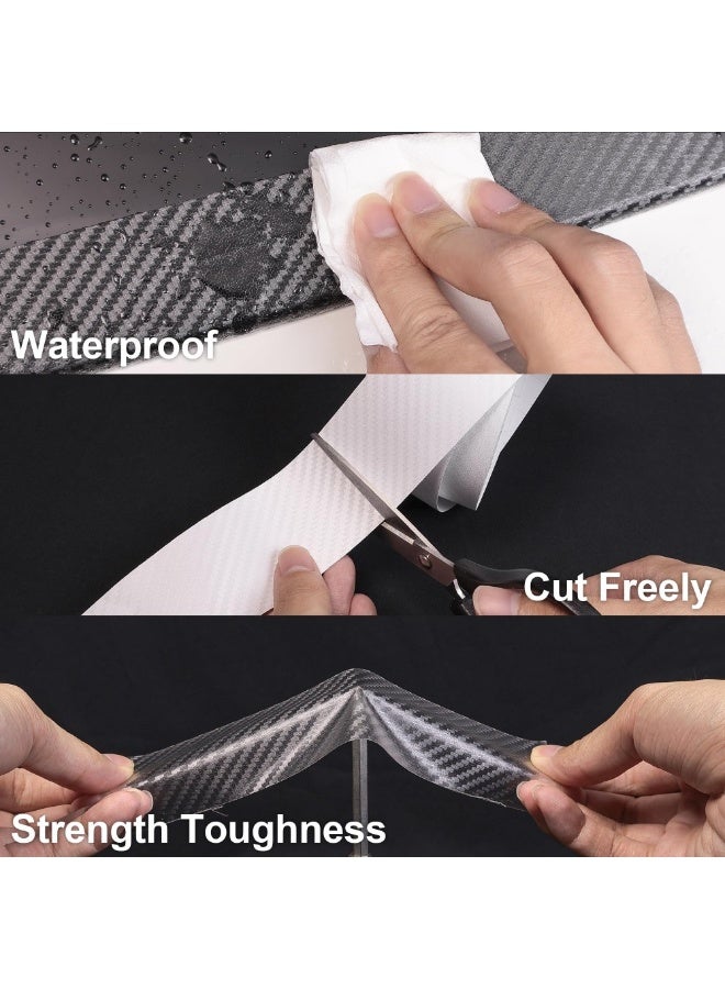 حماية حافة باب السيارة، واقي عتبة عالمي بألياف الكربون، شريط مضاد للصدمات، شفاف، 7 سم × 10 م - Image 3