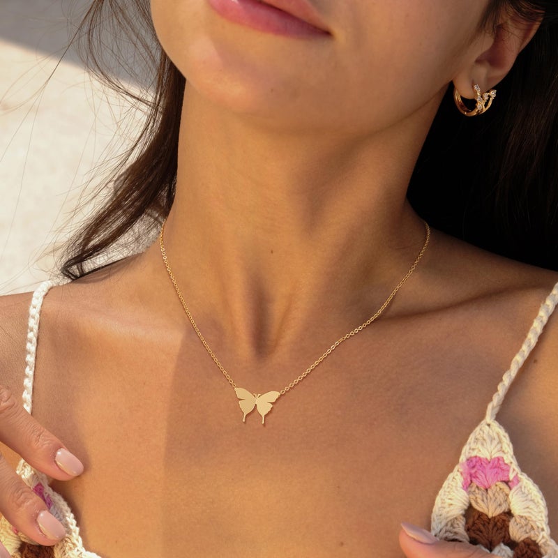 VACRONA Gold Dainty Butterfly Necklaces 18K Gold Plated Choker Necklace Delicate Long Gold Chain Necklaces Jewelry Gift for Women - Image 2