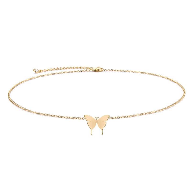 VACRONA Gold Dainty Butterfly Necklaces 18K Gold Plated Choker Necklace Delicate Long Gold Chain Necklaces Jewelry Gift for Women - Image 1