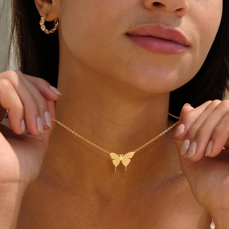 VACRONA Gold Dainty Butterfly Necklaces 18K Gold Plated Choker Necklace Delicate Long Gold Chain Necklaces Jewelry Gift for Women - Image 3