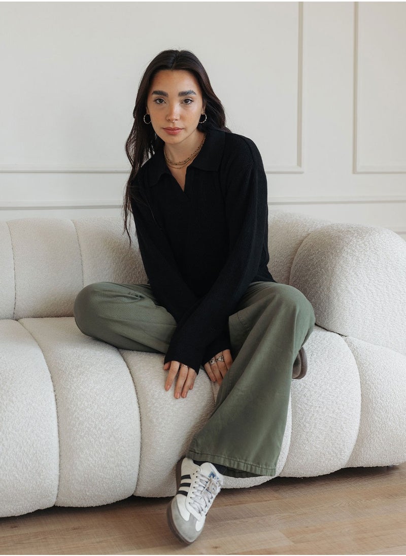 Arafa Basic Women Pullover Ribbed Knit Relaxed  - Image 1