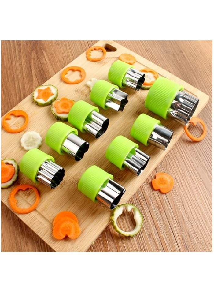 9-Piece Fruit and Vegetable Cutter Stamp Set - Creative Shape Cookie & Baking Mold for DIY Desserts - Green Mini Pie Biscuit Maker  - Image 3