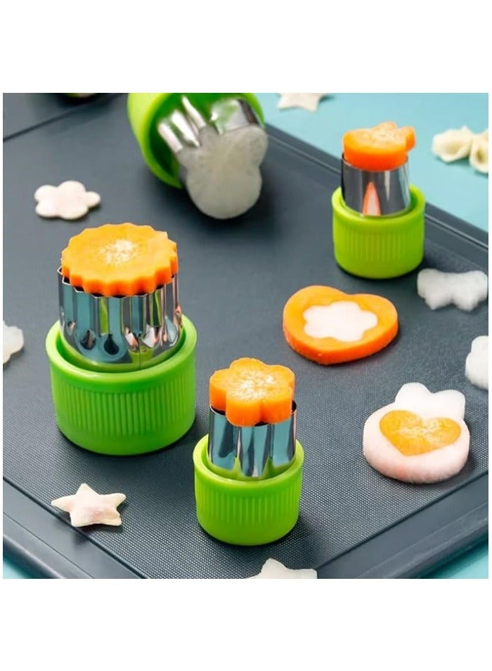 9-Piece Fruit and Vegetable Cutter Stamp Set - Creative Shape Cookie & Baking Mold for DIY Desserts - Green Mini Pie Biscuit Maker  - Image 4