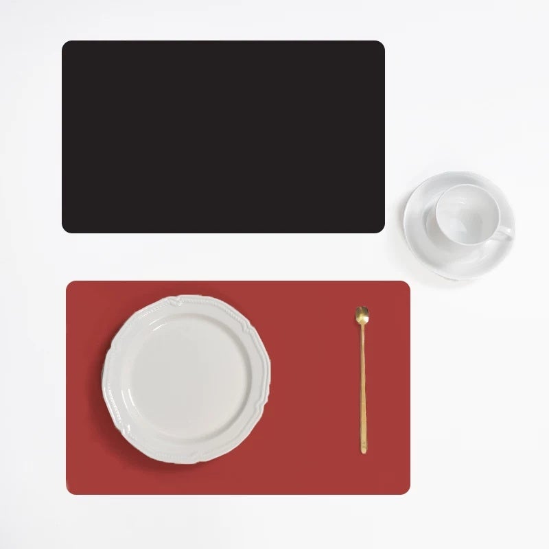 Solid color luxury leather placemat, household dining table tabletop mat, Western dining mat, waterproof, oil-proof, and heat-insulating mat - Image 4