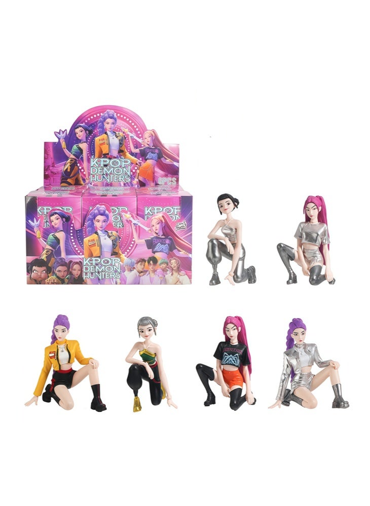عام **طقم صناديق مغلقة Huntrix صيادة الشياطين من K-POP - 6 قطع، تماثيل شخصيات مفصلة بشكل عالٍ، صناديق مفاجأة غامضة للمعجبين** - Image 1