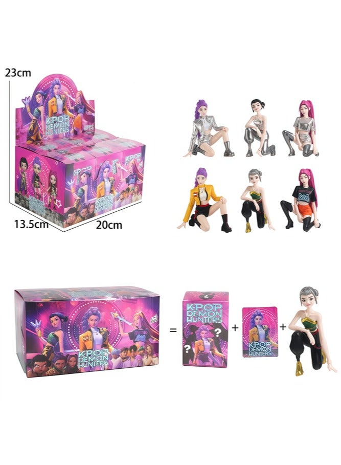 عام **طقم صناديق مغلقة Huntrix صيادة الشياطين من K-POP - 6 قطع، تماثيل شخصيات مفصلة بشكل عالٍ، صناديق مفاجأة غامضة للمعجبين** - Image 2