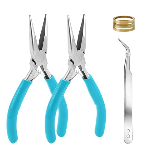 Sissatthai 2Pcs Mini Jewelry Pliers Set Needle Nose Pliers for Jewelry Making Plier, Small Jump Ring Plier Chain Nose Repair Tool Kit for Beading Craft Wire Bending - Image 1