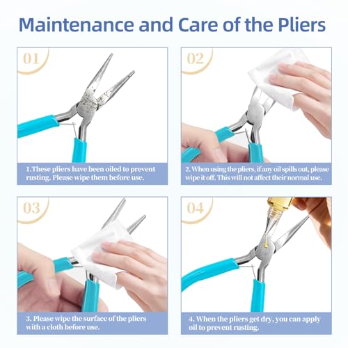 Sissatthai 2Pcs Mini Jewelry Pliers Set Needle Nose Pliers for Jewelry Making Plier, Small Jump Ring Plier Chain Nose Repair Tool Kit for Beading Craft Wire Bending - Image 5