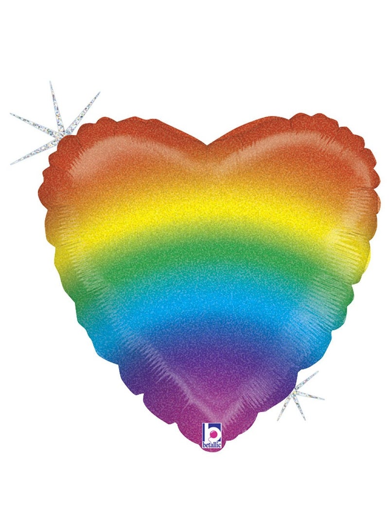 بالون قلب قوس قزح من رقائق الألومنيوم 45 سم