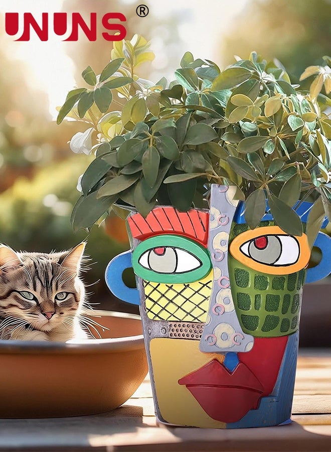 UNUNS Abstract Flower Pot,Art Flower Pot,Big Face Flower Pot,Colorful Head Flower Pot For Plants,Decorative Face Flower Pot for Living Room, Terrace, Garden,Unique Home Decoration for Indoor and Outdoor Use - Image 3