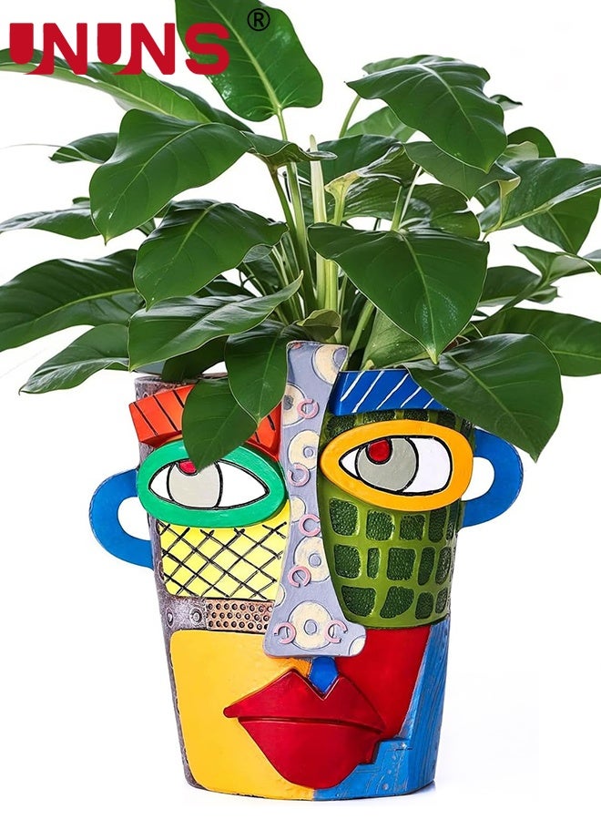UNUNS Abstract Flower Pot,Art Flower Pot,Big Face Flower Pot,Colorful Head Flower Pot For Plants,Decorative Face Flower Pot for Living Room, Terrace, Garden,Unique Home Decoration for Indoor and Outdoor Use - Image 1