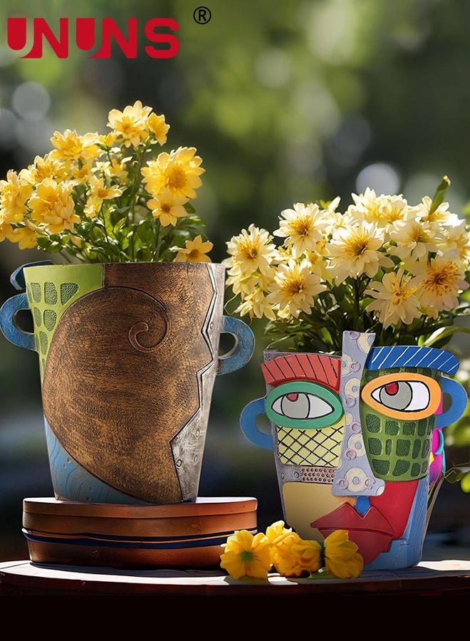 UNUNS Abstract Flower Pot,Art Flower Pot,Big Face Flower Pot,Colorful Head Flower Pot For Plants,Decorative Face Flower Pot for Living Room, Terrace, Garden,Unique Home Decoration for Indoor and Outdoor Use - Image 4
