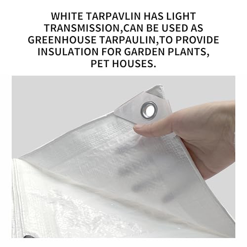 TARPAL 10x14 Feet White Tarp Waterproof Lightweight tarps Multipurpose Protective Cover All Purpose Poly Tarps Cover for Firewood,Boat,Pet House,Roof Waterproofing - Image 4