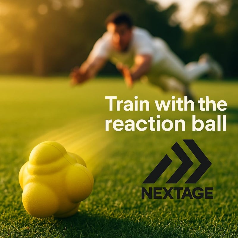 Nextage Cricket Practice Combo – Red Hard High Bounce Tennis Ball + Yellow Reaction Ball for Batting, Gully, Reflex Training, Fielding Drills, Coaching Aid, Outdoor Playground Use - Image 3