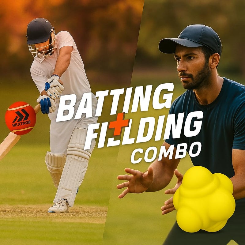 Nextage Cricket Practice Combo – Red Hard High Bounce Tennis Ball + Yellow Reaction Ball for Batting, Gully, Reflex Training, Fielding Drills, Coaching Aid, Outdoor Playground Use - Image 4