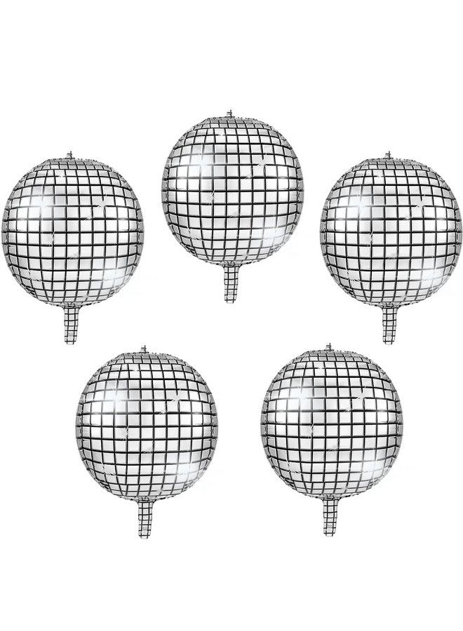 Skylety 5 قطع 22 بوصة 4D بالونات كرة ديسكو كبيرة بالون لامع معدني بالون مرآة لحفلة رقص ديسكو حفلة عيد ميلاد حفل زفاف (نمط أساسي) - Image 1