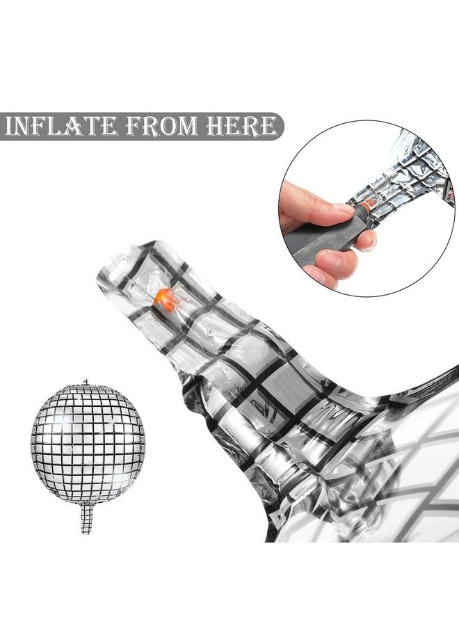 Skylety 5 قطع 22 بوصة 4D بالونات كرة ديسكو كبيرة بالون لامع معدني بالون مرآة لحفلة رقص ديسكو حفلة عيد ميلاد حفل زفاف (نمط أساسي) - Image 4