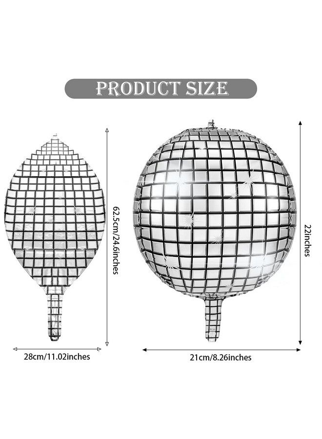 Skylety 5 قطع 22 بوصة 4D بالونات كرة ديسكو كبيرة بالون لامع معدني بالون مرآة لحفلة رقص ديسكو حفلة عيد ميلاد حفل زفاف (نمط أساسي) - Image 3