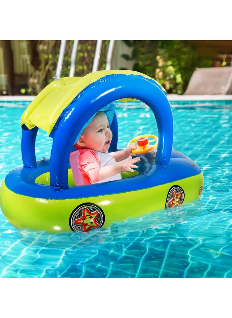 Generic Baby Pool Float with UPF 50+ Canopy,Car Shaped Babies Swim Float Boat for Toddler Infant Swim Ring Pool Spring Floaties Summer Beach Outdoor Play  - Image 5