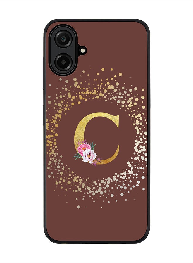 Stylizedd For Samsung Galaxy A07 4G Case,Slim fit Camera Protection, Shockproof Thin Phone cover  - Custom Monogram Floral - C  (Brown )