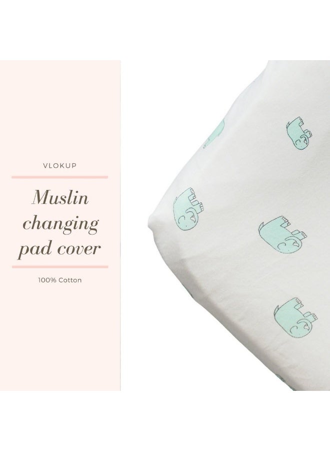 Vlokup Baby Changing Pad Cover Set Muslin Cotton, Portable Contoured Diaper Change Pad Sheet for Boys and Girls, Flamingo - Image 4
