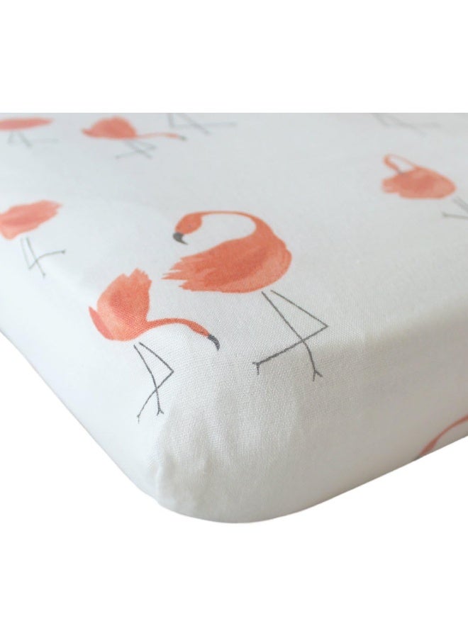 Vlokup Baby Changing Pad Cover Set Muslin Cotton, Portable Contoured Diaper Change Pad Sheet for Boys and Girls, Flamingo - Image 1