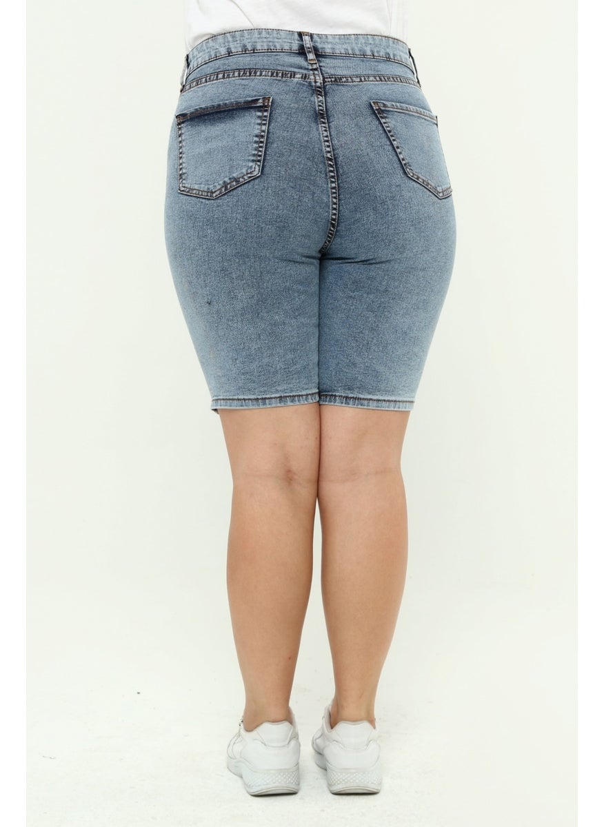 Cedy Denim - Women's Plus Size High Waist Full Lycra Slimfit Jeans SHORTS-C606 - Image 1