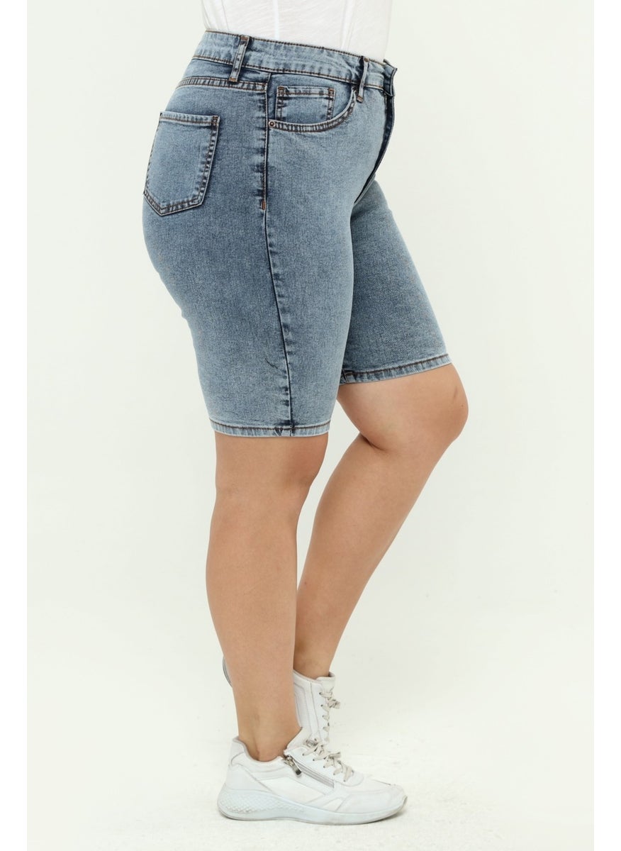 Cedy Denim - Women's Plus Size High Waist Full Lycra Slimfit Jeans SHORTS-C606 - Image 1