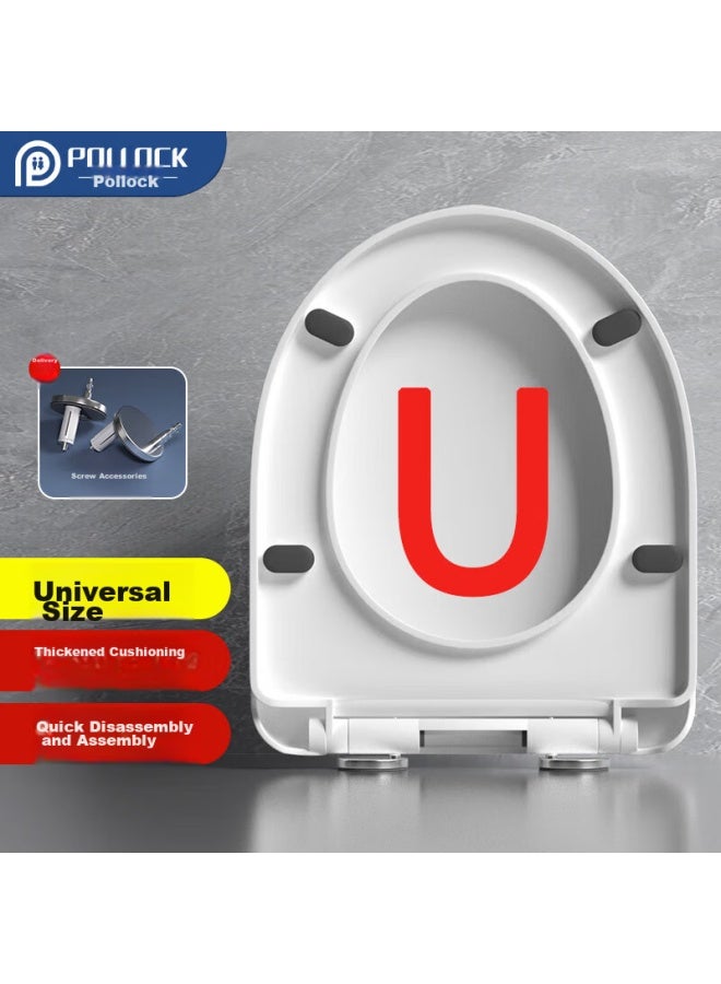 Pollock Toilet Seat, Universal U-shaped Toilet Cover, Household Thickened Cover Plate, Old-style Toilet Ring Accessories, Slow-close Toilet Seat - Image 1