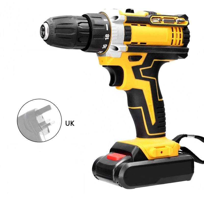 Cordless Drill: 18 Torque Gears 2 Speed Settings - All-In-One Brush Motor Ergonomic Anti-Slip Handle for Construction & Multi-Purpose Use - Image 2