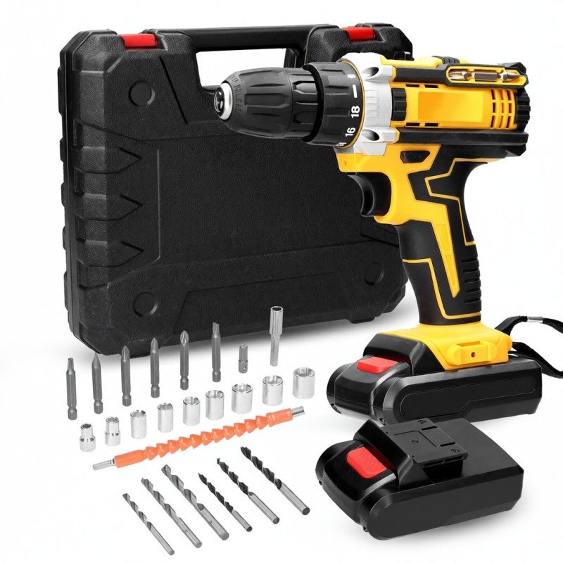 Cordless Drill: 18 Torque Gears 2 Speed Settings - All-In-One Brush Motor Ergonomic Anti-Slip Handle for Construction & Multi-Purpose Use - Image 1