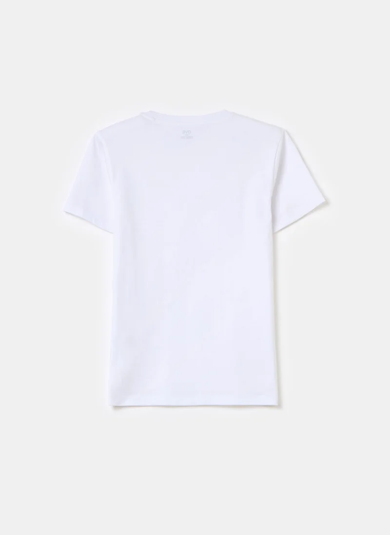 او في اس Solid colour cotton T-shirt