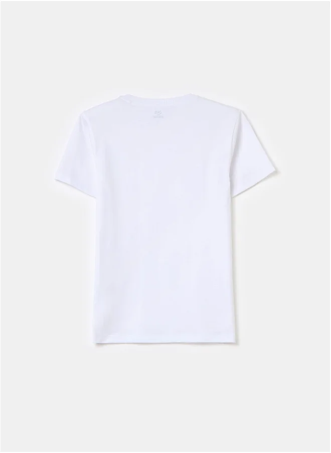 او في اس Solid colour cotton T-shirt